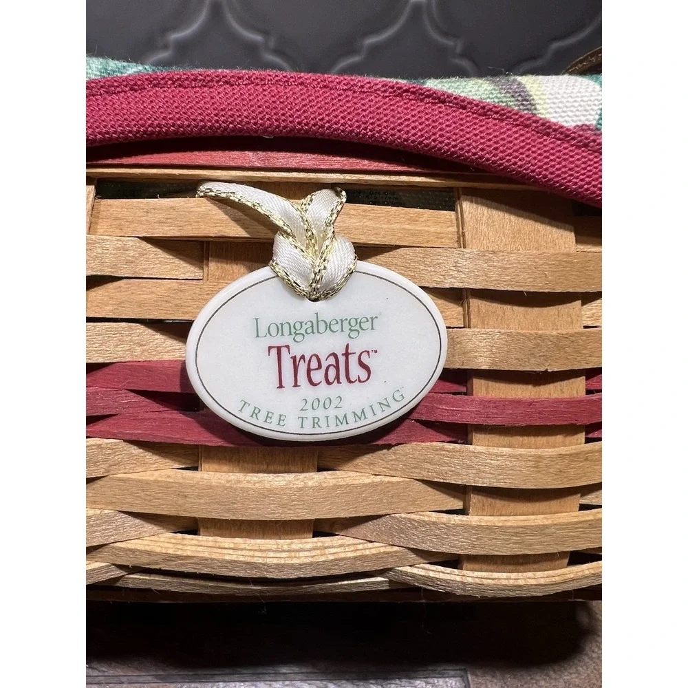 Longaberger Pet Treats Basket‎ With Floral Liner And Plastic Protector
